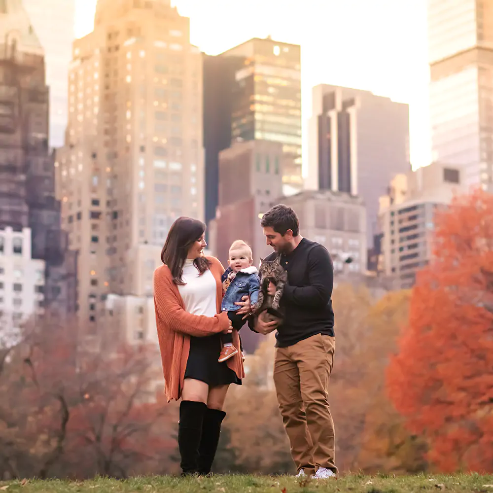 Family portrait session in Central Park South, Manhattan with studio quality professional photography by Love You Forever Photo NYC.